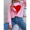 Autumn and Winter Women's Casual Valentine's Day Clash of Colours Love Long Sleeve Pullover Sweater