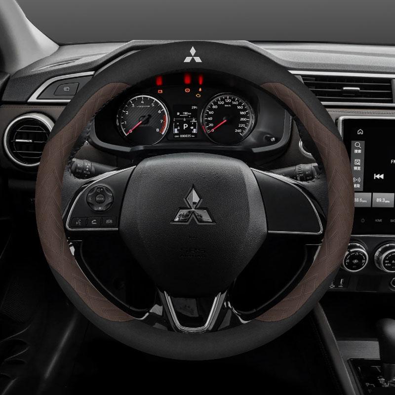 For Mitsubishi Outlander Pajero Asx Colt Lancer Delica Evolution L200 Triton RALLIART Anti-slip Car Suede Steering Wheel Cover