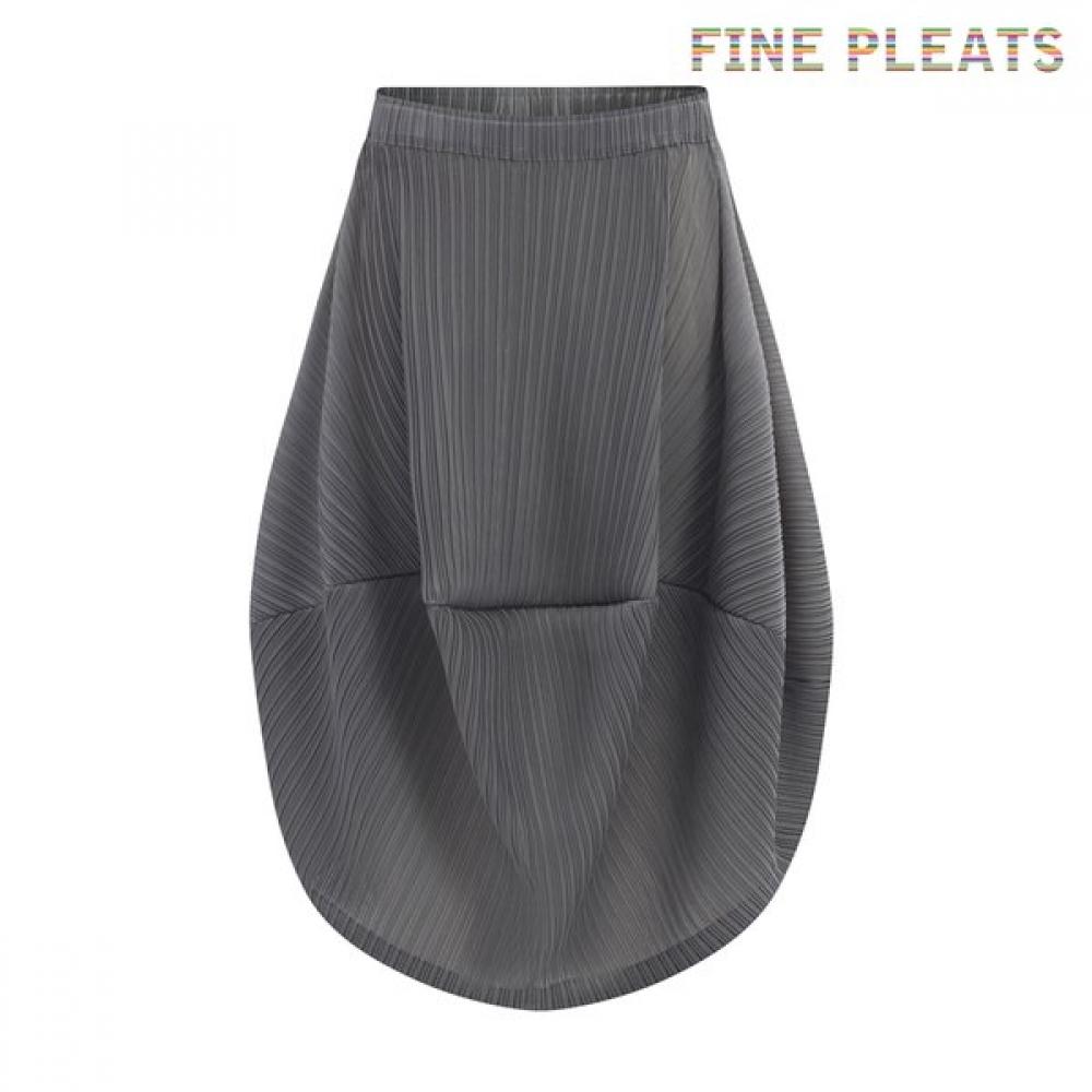 Fine Pleats Balloon Skirt Grey FREE