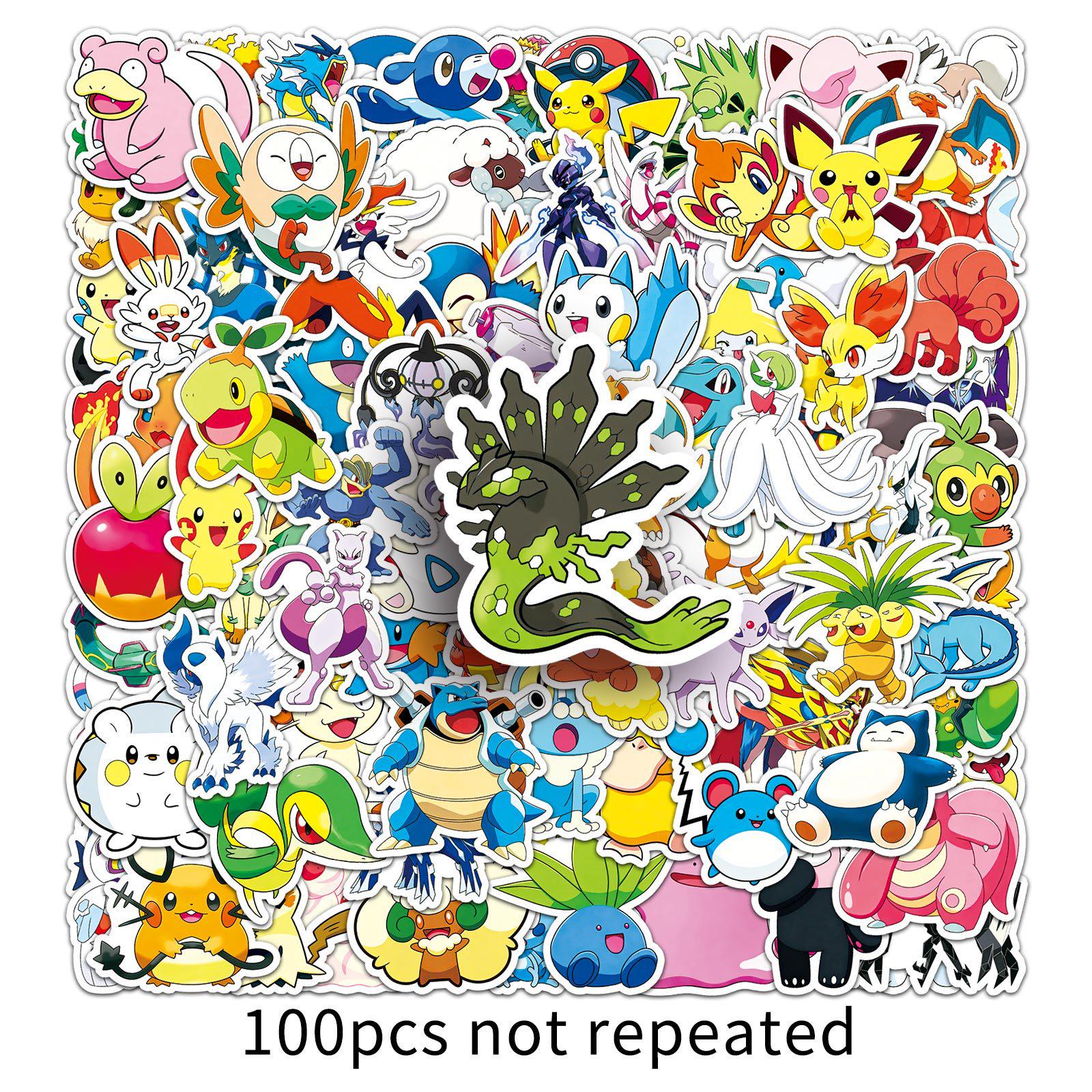 100 Pokémon Stickers: Japanese Anime Pet Monsters for Journal, DIY, or Water Bottle Decor.