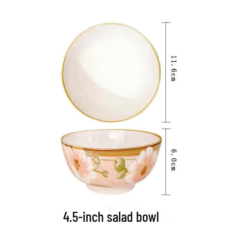 Microwaveable 4.5  Underglaze Ceramic Rice & Soup Bowl - Household Tableware 2-pack