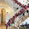 Flexible Artificial Maples Leaf Stem Halloween Decoration Black Silk Leaves for Fireplaces and Window Displays