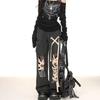 Women's New High-Waisted Wide-Leg Pants Punk Black Strap Distressed Ripped Jeans