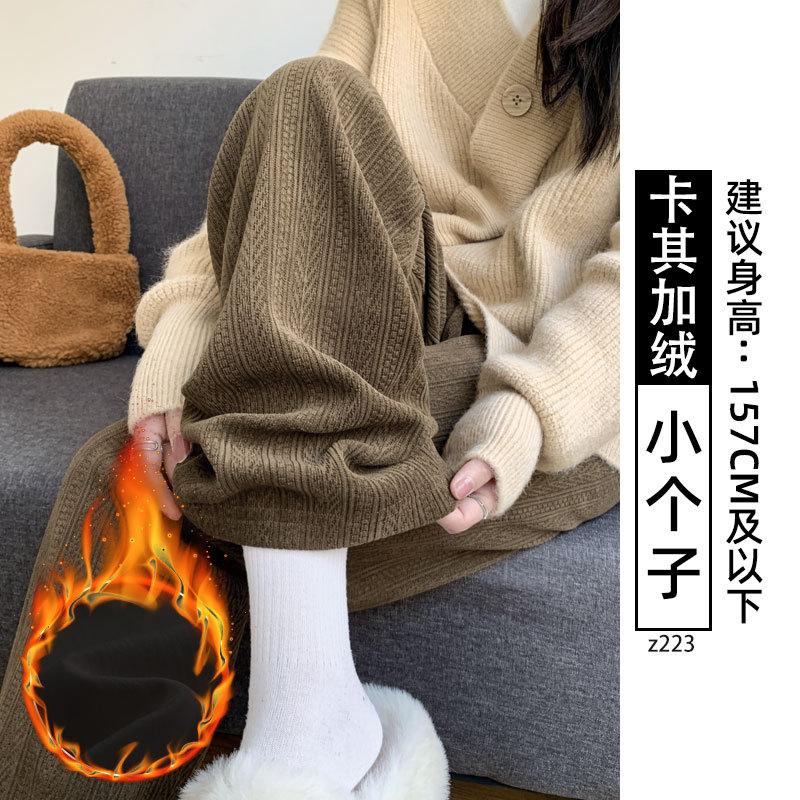 Wide-leg pants women's autumn and winter velvet new high-waisted loose casual small narrow version straight chenille pants