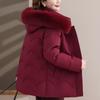 Real Fur Collar Middle Age Women's Winter Down Jackets Hooded Plus Size Thick Down Coats Woman Outerwears
