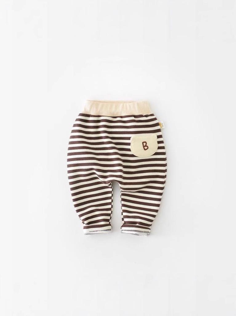 Spring Newborn Cartoon Pants - Unisex Korean Style Striped Casual Wear