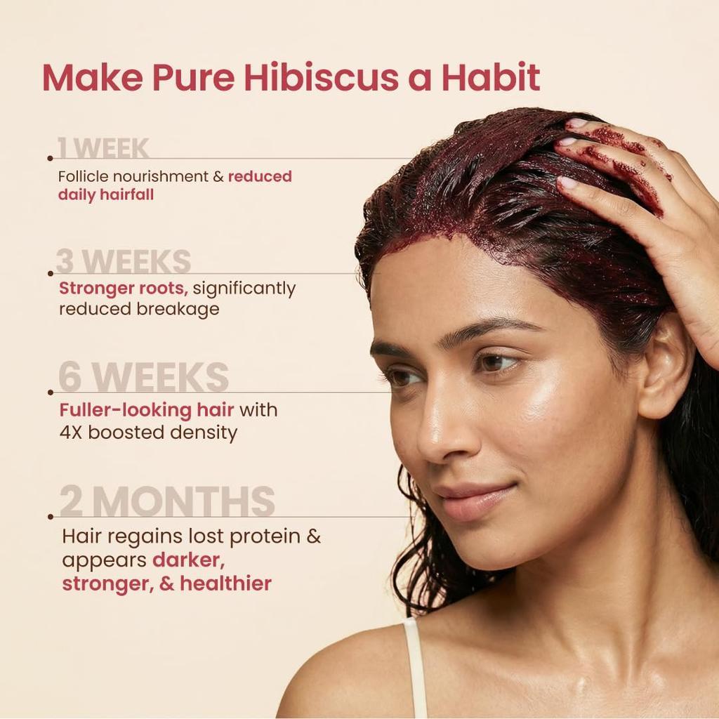 Nat Habit 100% reines Hibiskuspulver für Haarwachstum und Gesichtsmaske - Natürlicher Hibiskus Rosa-Sinensis für strahlende Haut 100g