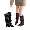 Brown British style but knee pointed stiletto boots women's boots 2025 new autumn retro trouser boots