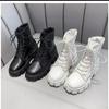 Real Soft Leather Martin Boots for Women British Style Korean Autumn and Winter Platform Boots for Women with Velvet Mid-calf Boots