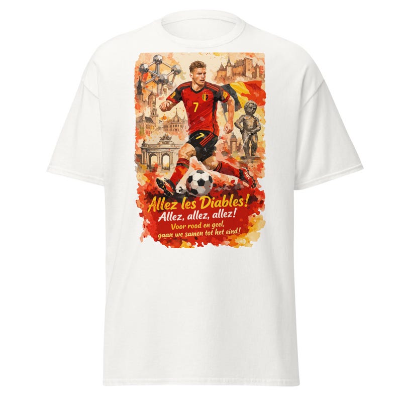 Belgium Football T-Shirt, Red Devils Fan Tee, Watercolor Player Graphic, Brussels Souvenir S