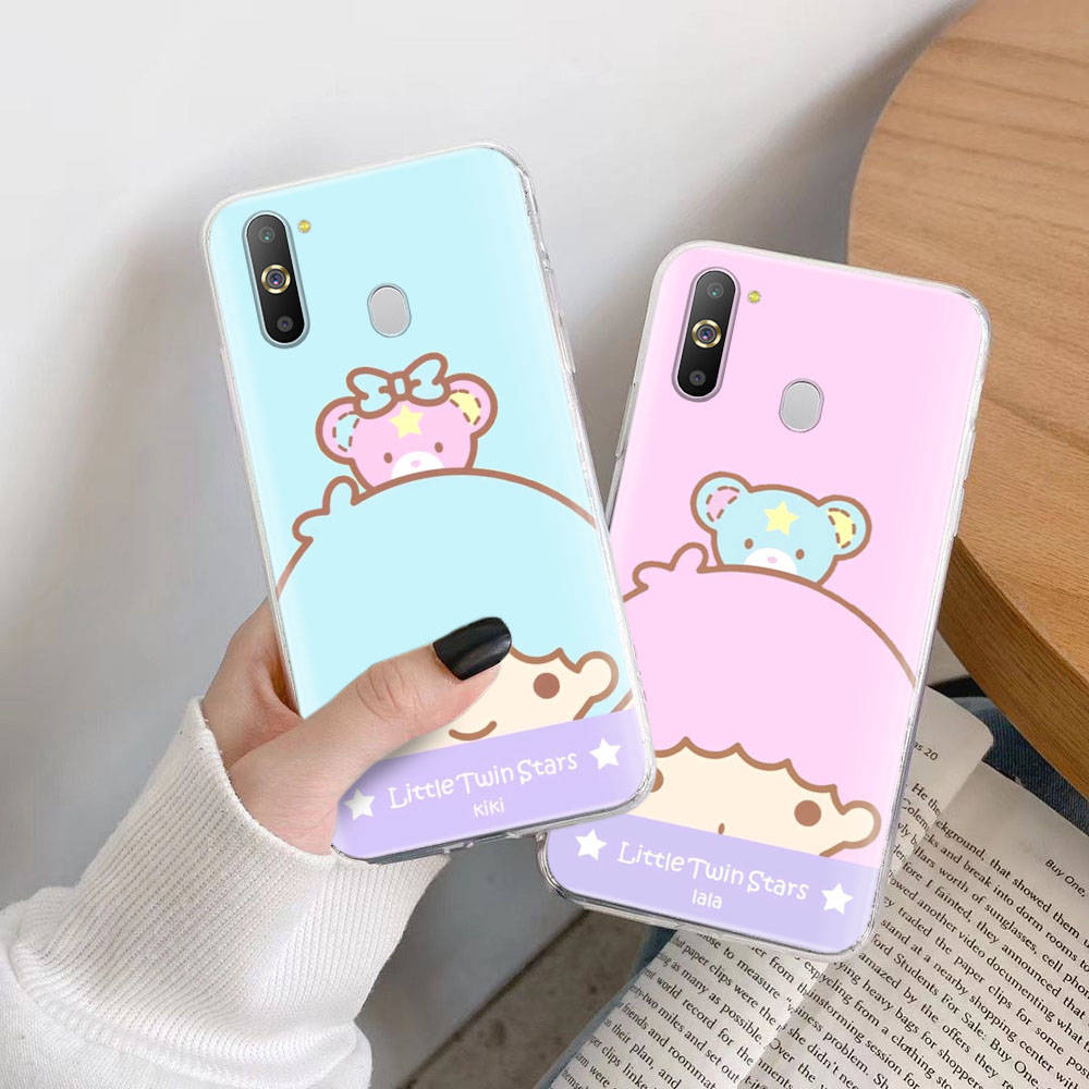 Transparent Case for Samsung A04 A14 A23 M33 M53 Realme 10 9 C35 C55 VIVO X80 Infinix Hot 30 Note 11 Tecno Spark 8P Pro L-31 Cute Little Twin Stars