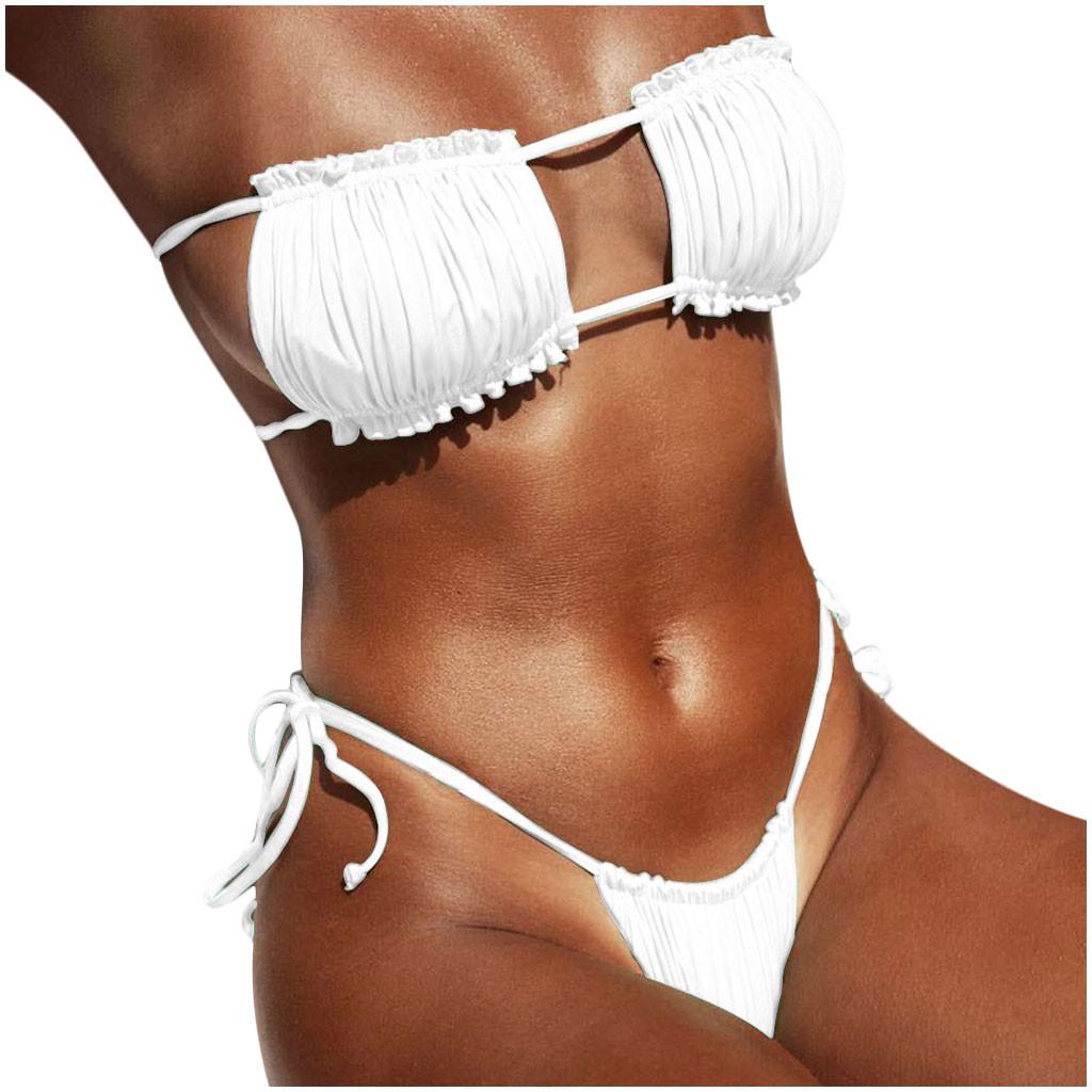 Sexy Womens Swimsuit Push-Up Padded Bra Striped Print Bathing Swimwear Jumpsuit