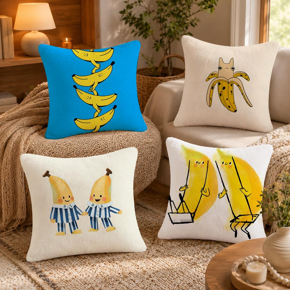 banana Cushion Cover Anti-dustmite Pillowcase Invisible zipper silky short plush Sofa cushion cover