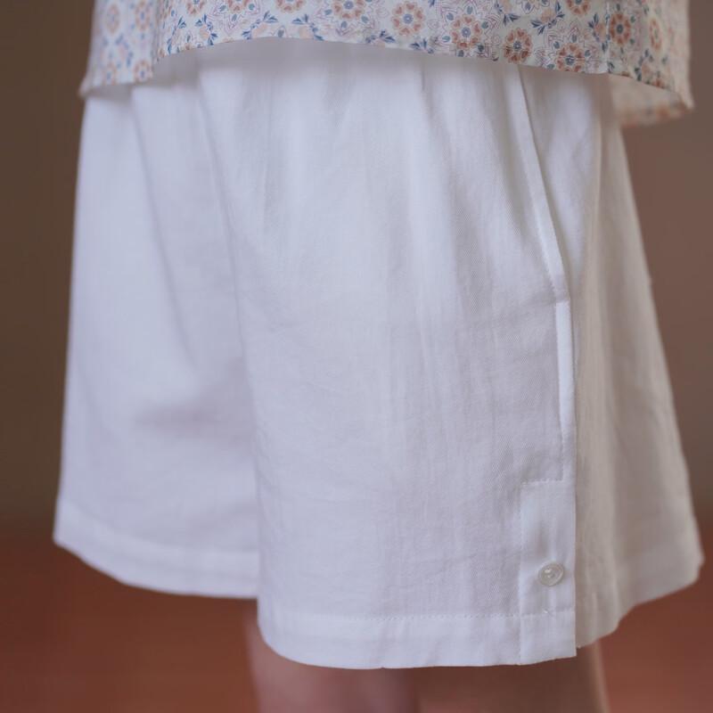 Hachi Kids Summer White Thin Cotton Wide-Leg Shorts 150