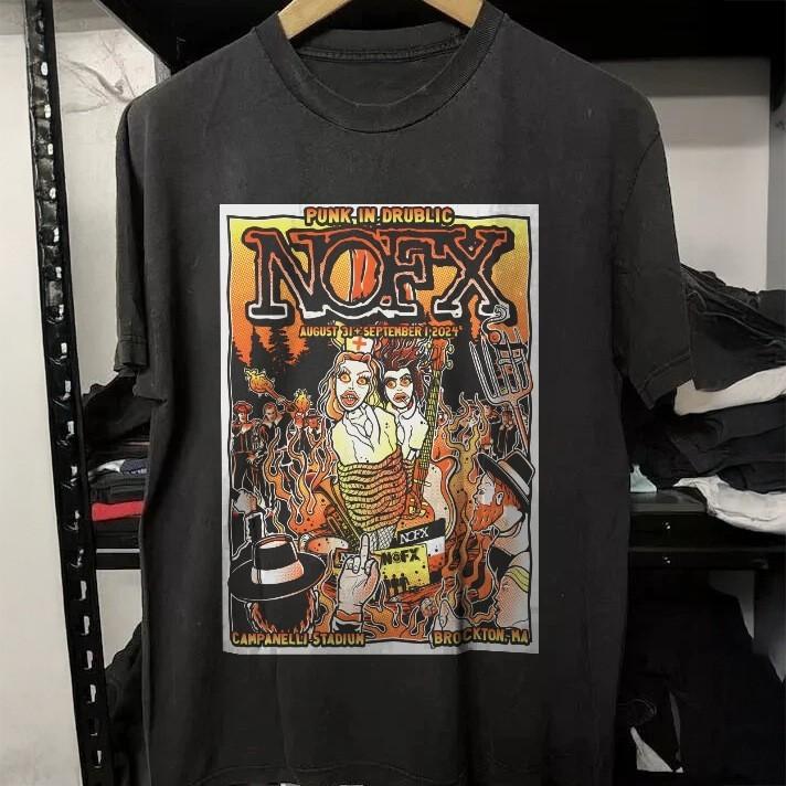 HOT! Nofx Punk In Drublic Campanelli Stadium Brockton Black Heavy Cotton T-Shirt XXL