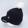 FootJoy WO Pompon Brim Beanie Knit Free Size FH24BWPM Cap, Navy, Women's, (55-57cm), (FH24BWPM-4N)