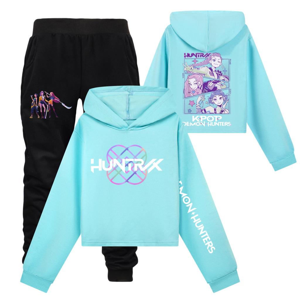 Children's Hooded Top And Pants Two-piece Tracksuit Set Long-sleeved Printed Sweatshirt Set