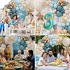 Vintage Sea Blue Balloon Chain Wreath Arch Set, Baby Birthday Party Decorative Props Morandi Balloons