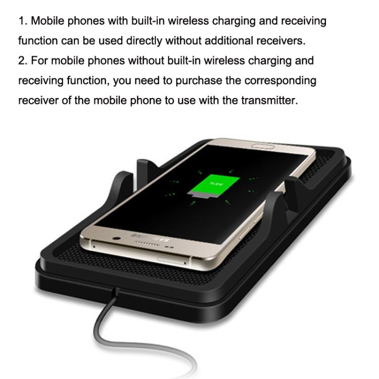 C6 15W 2 In 1 USB Multi-Function Car Wireless Charger Anti-Slip Launching Pad(Black)