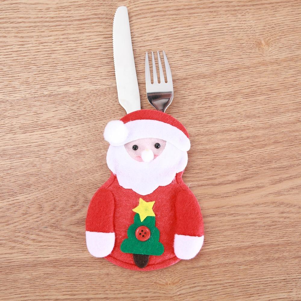 Merry Christmas Knife Fork Cutlery Bag Set Santa Snowman Xmas Tableware Holders Natal New Year Christmas Decorations for Home