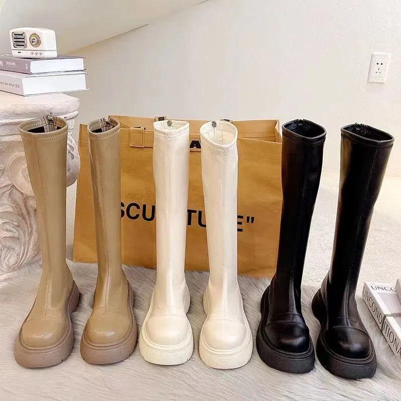 Small long boots women's 2025 new spring and autumn thin thick legs thick soles niche high-heeled knight boots