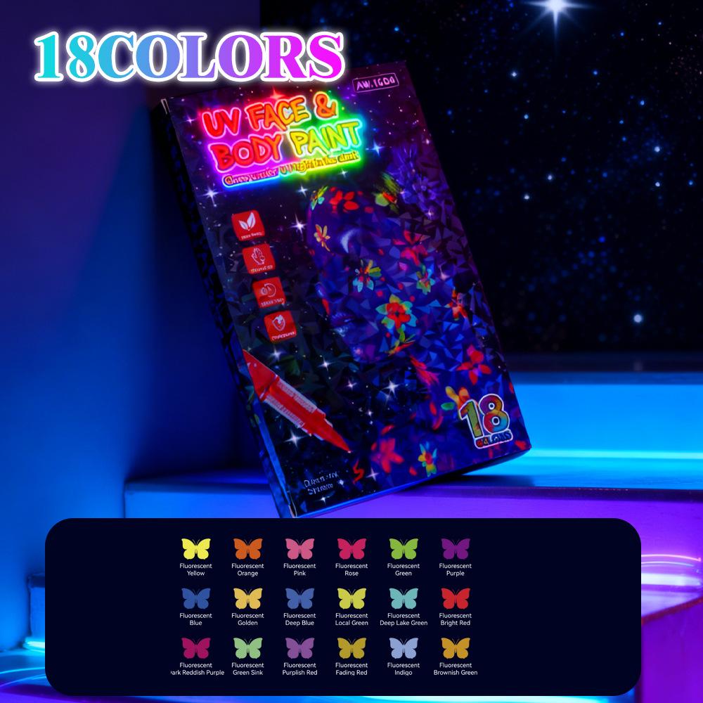 Glow-in-the-Dark UV Fluorescent Marker Pen for Halloween – Easy Clean Body Paint