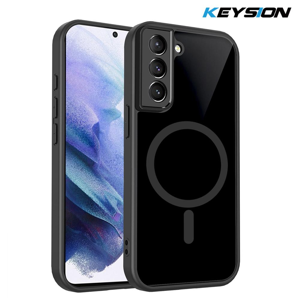 KEYSION Magnetický obal na telefon pro Samsung S20 FE S21 FE Silikon+PC Matný Průsvitný Čirý Nárazuvzdorný kryt pro Galaxy S21 S20 FE 5G