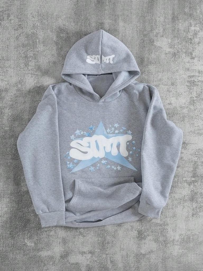 Das Kapuzensweatshirt für Frühling und Herbst ist lässig, modisch und bequem mit 3D-Sternmuster-Aufdruck