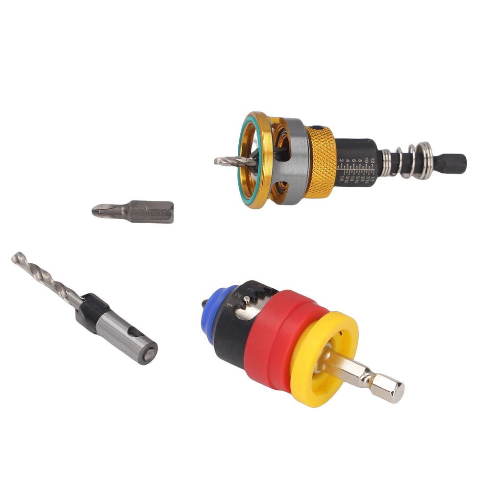 Countersink Drill Bit Set for Wood with Adjustable Depth Stop 3.2 4.8mm Tapered Bits for Accurate Woodworking Aluminum