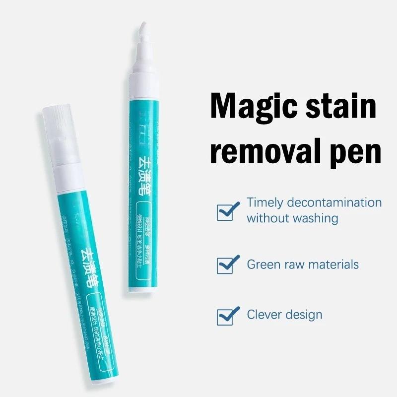 Brush Head Stain Remover Pen Portable No Washing Needed for Oil Red Wine Grease on T-Shirt Clothes Protects Fabric Fabric Cleane