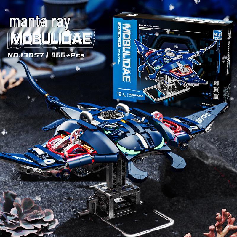 Lego-Compatible Electric Mechanical Whale Building Kit - Challenging DIY Animal Model Toy for Boys