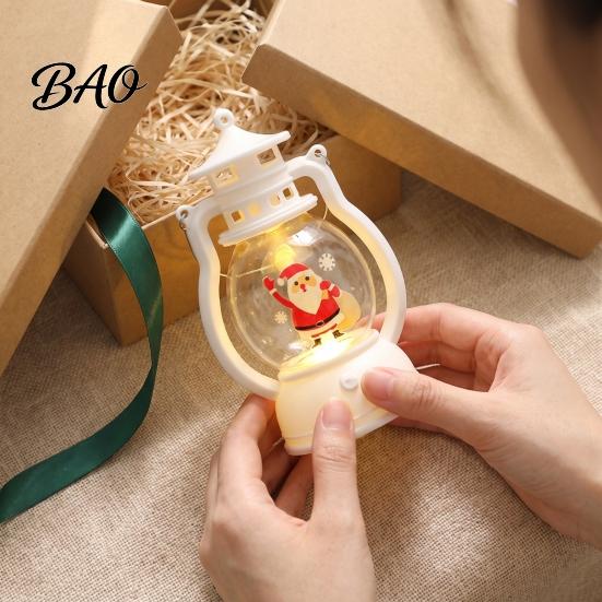 Battery Operated Night Light Christmas Lantern Light, Retro Santa/Snowman/Tree Handheld Oil Lamp with Holiday Gift for Children Warm LED, Cute