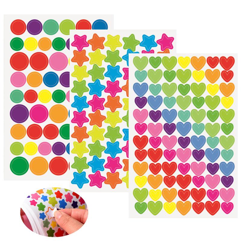 10pcs Children Sticker Toys Star Heart Dots Colorful Cute Kids Handmade DIY Decorative Stickers Accessories for Gifts TMZ