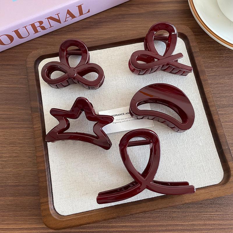 Festive Ankola Red Hairpin for Buns - Large Shark Clip for Women