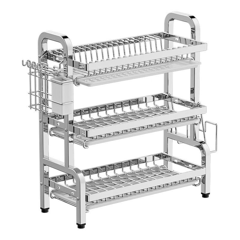 Multifunctional 3-Tier Stainless Steel Dish Drying Rack