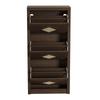 Vintage Shoe Cabinet with Rattan Decor, 3 Flip-Down Compartments, Space-Saving Shoe Cabinet 54x25x115 cm, Hallway Furniture in Modern Farmhouse Style