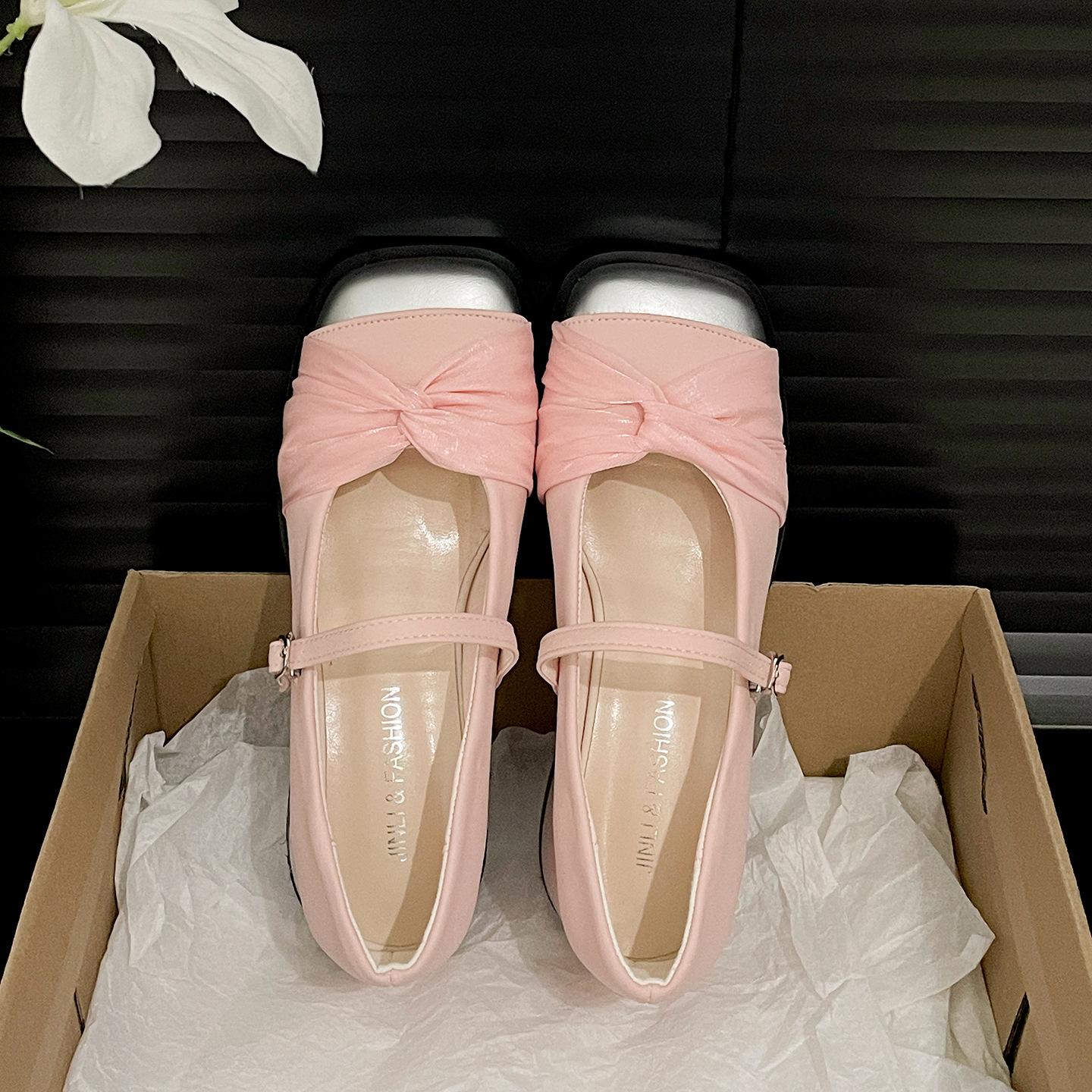 

White French fairy wind light mouth thick high heel single shoes female 2025 new summer skirt square head Mary Jane shoes 40 розовый