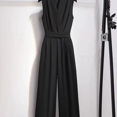 Women's High-End Sleeveless Wide-Leg Jumpsuit - Summer 2026 Waist-Cinching Slim Fit