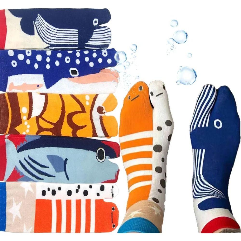 1pair Casual Short Socks Breathable Fish Pattern Socks Fashion Funny Socks Daily Wear