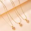 Heart Necklace Set: Natural Stone Cross, Stainless Steel, Waterproof, Colorfast, Fashionable Layered Clavicle Chain for Women