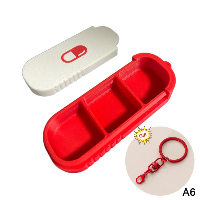 M-3 Compartment Sliding Pill Box With Keychain Sliding Lid Pill Holder Portable Travel Daily Medication Management
