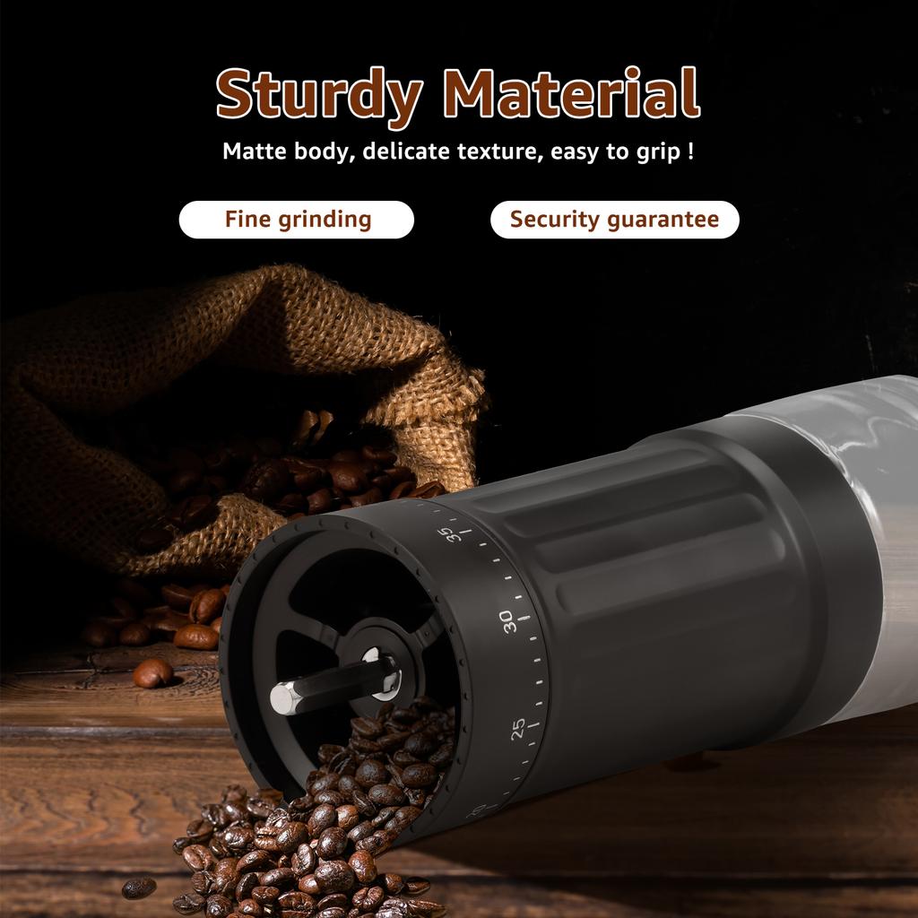 Hand Crank Coffee Grinder Adjustable Coarseness Stainless Steel Manual Coffee Bean Mill with Removable Handle and Cleaning Brush
