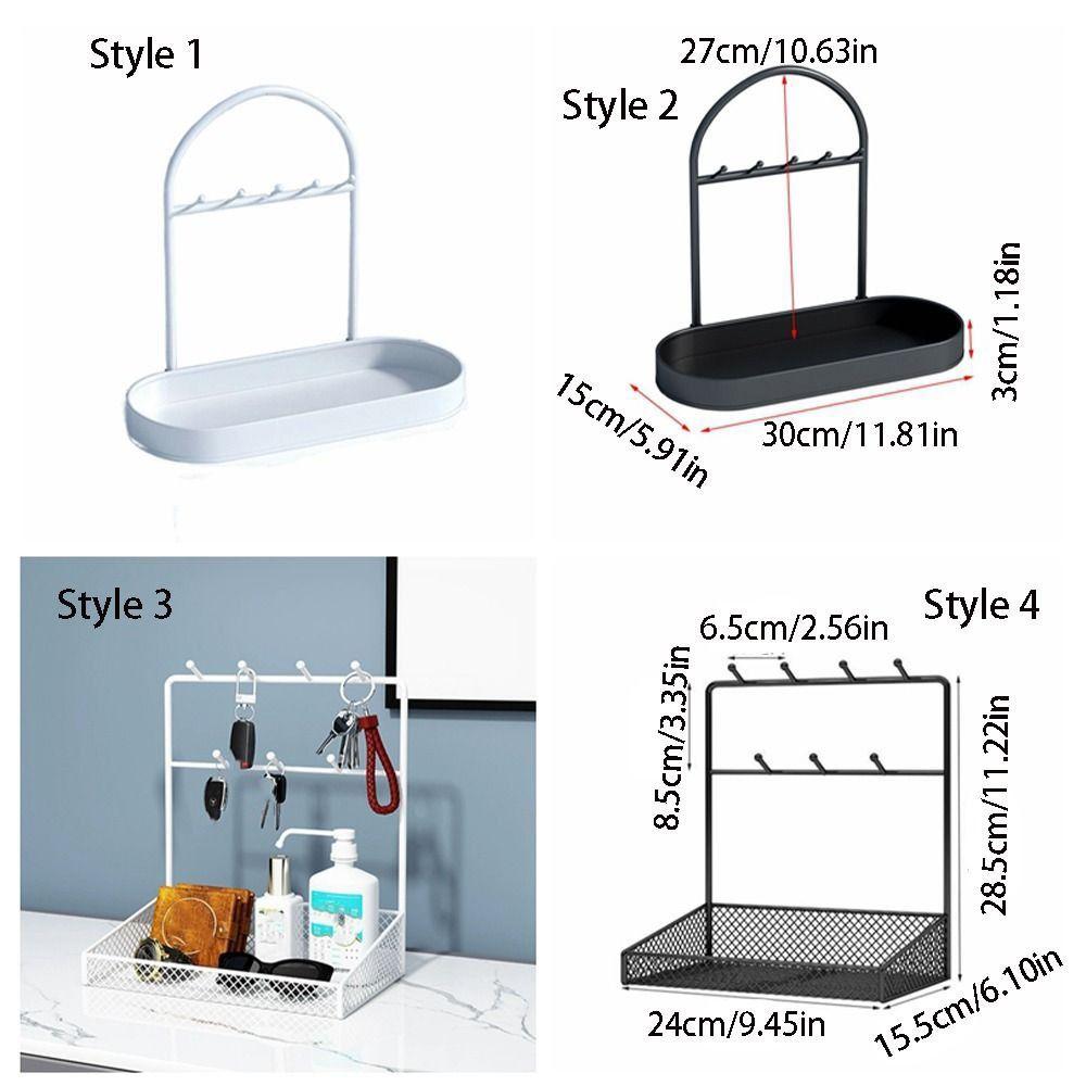 with Hooks Desktop Tray Iron Jewelry Display Plate Multi-Function Bathroom Shelf  Earrings Pendants