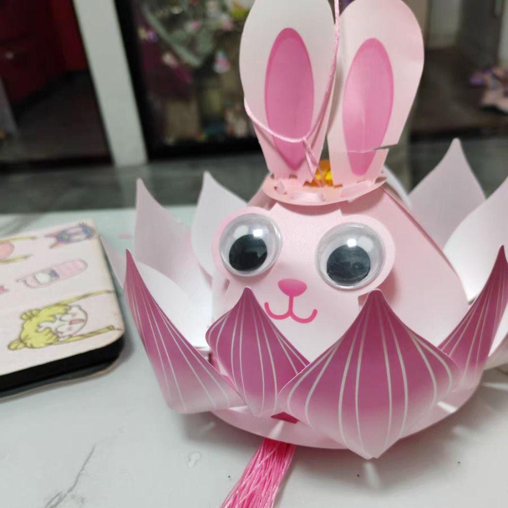 Handmade Mid-Autumn Festival Lantern DIY Glowing Light-Up Bunny Lantern  Hanfu Accessories
