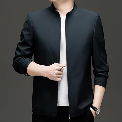 New Spring and Autumn Men's Stand-up Collar Jacket Versatile Business Casual Middle-aged Dad Executive Jacket Short