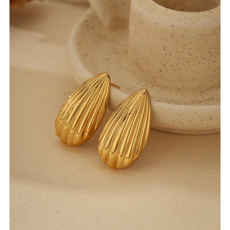 18K Gold Plated Geometric-shaped Stud Earrings Women Sterling Post Vintage Minimalist Fashion Jewelry