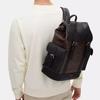 COACH Hudson Coated Canvas With Leather Backpack Large Men's Mahogany & Black CR388-QBAE4