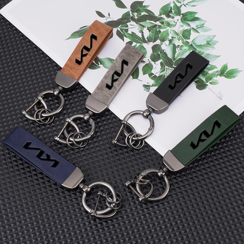 ISFR5 New Metal Leather Car Keyring Keychain Anti-Loss Key Ring For KIA Ceed Sportage Rio Proceed K5 Optima Sedona Forte Cerato Venga