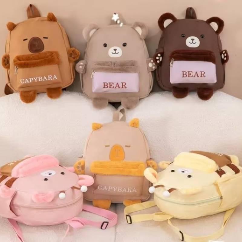 Cute Cartoon Bear Children's Backpack For Kindergarten Students With Spacious Design And Lightweight Oxford Cloth