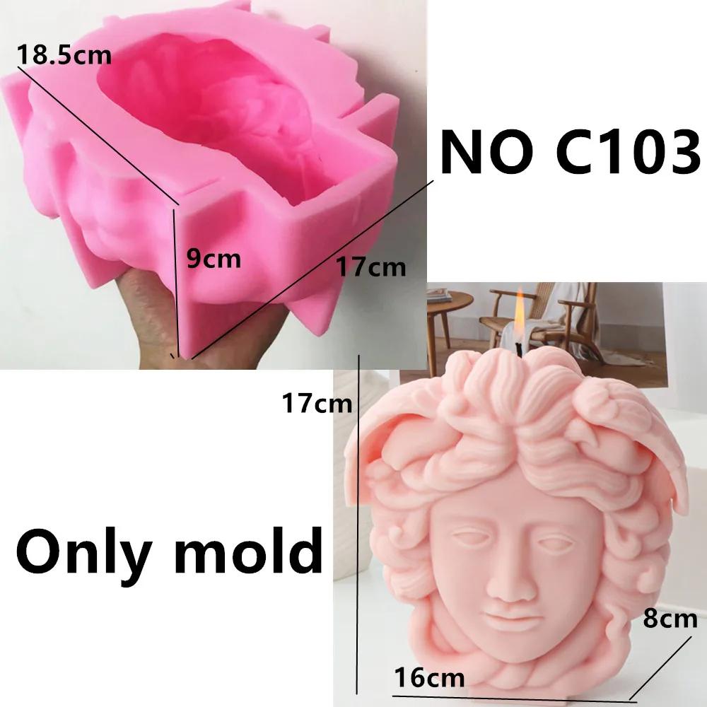 2D/3D New Medusa Figure Silicone Candle Silicone Mold Snake Head Goddess Gypsum Mold Resin Crafts Concrete Casting Molds